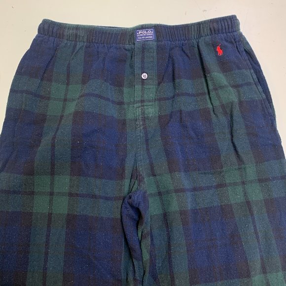 Polo Ralph Lauren Sleep Pants Plaid Green Blackwatch Elastic Waist Mens Size L - Picture 2 of 5